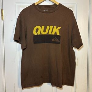 Quiksilver Chocolate Tee with Bold Yellow Print